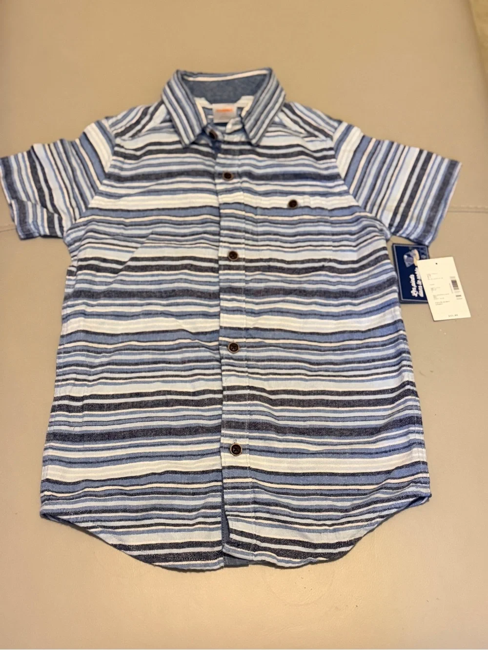 Gymboree Blue and White Striped Short-Sleeve Button-Down Shirt